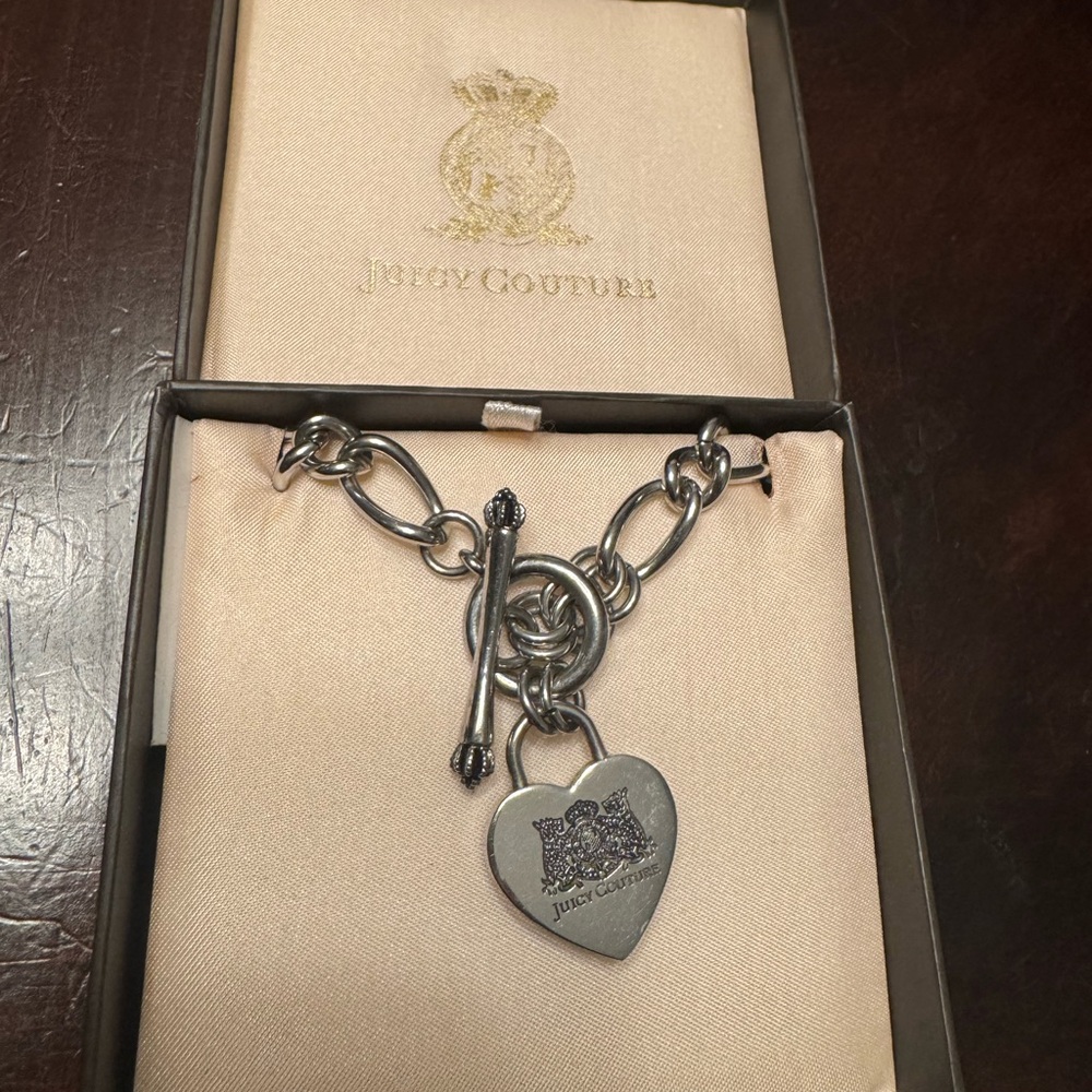 Juicy Couture Silver Heart Charm Bracelet